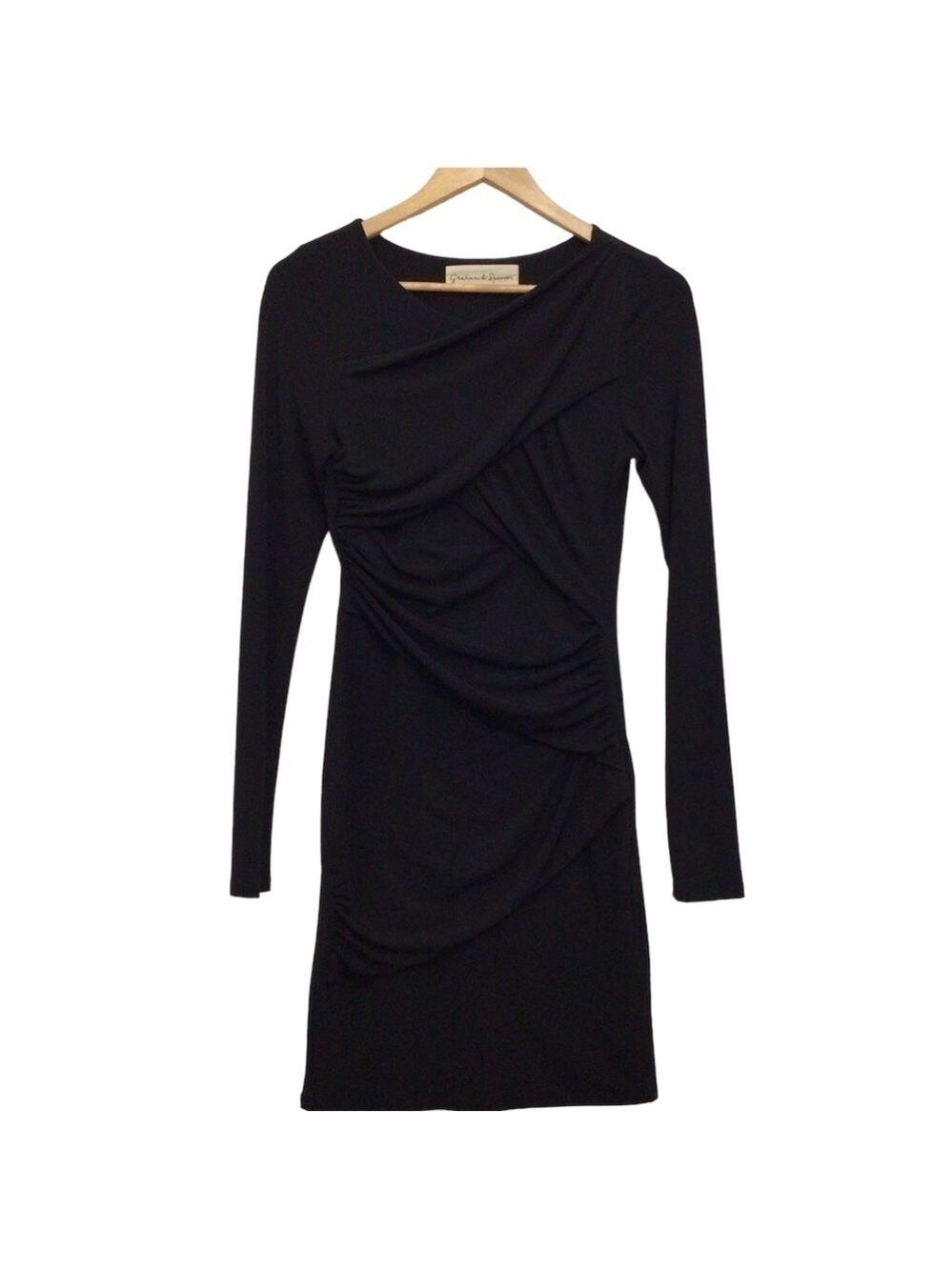 𝅺GRAHAM & Spencer black draped sliming stretchy formal special occasion small